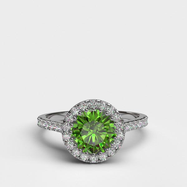 Single Halo 1.95ct Round Cut Emerald Engagement Ring - 06GG60E